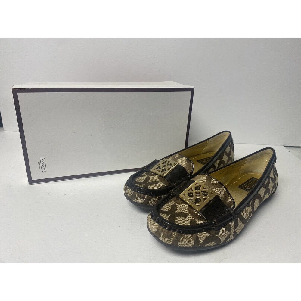 Vintage Coach Shoes Slip-on Loafer Shoes Flats Signature Logo Brown Woman Size 6